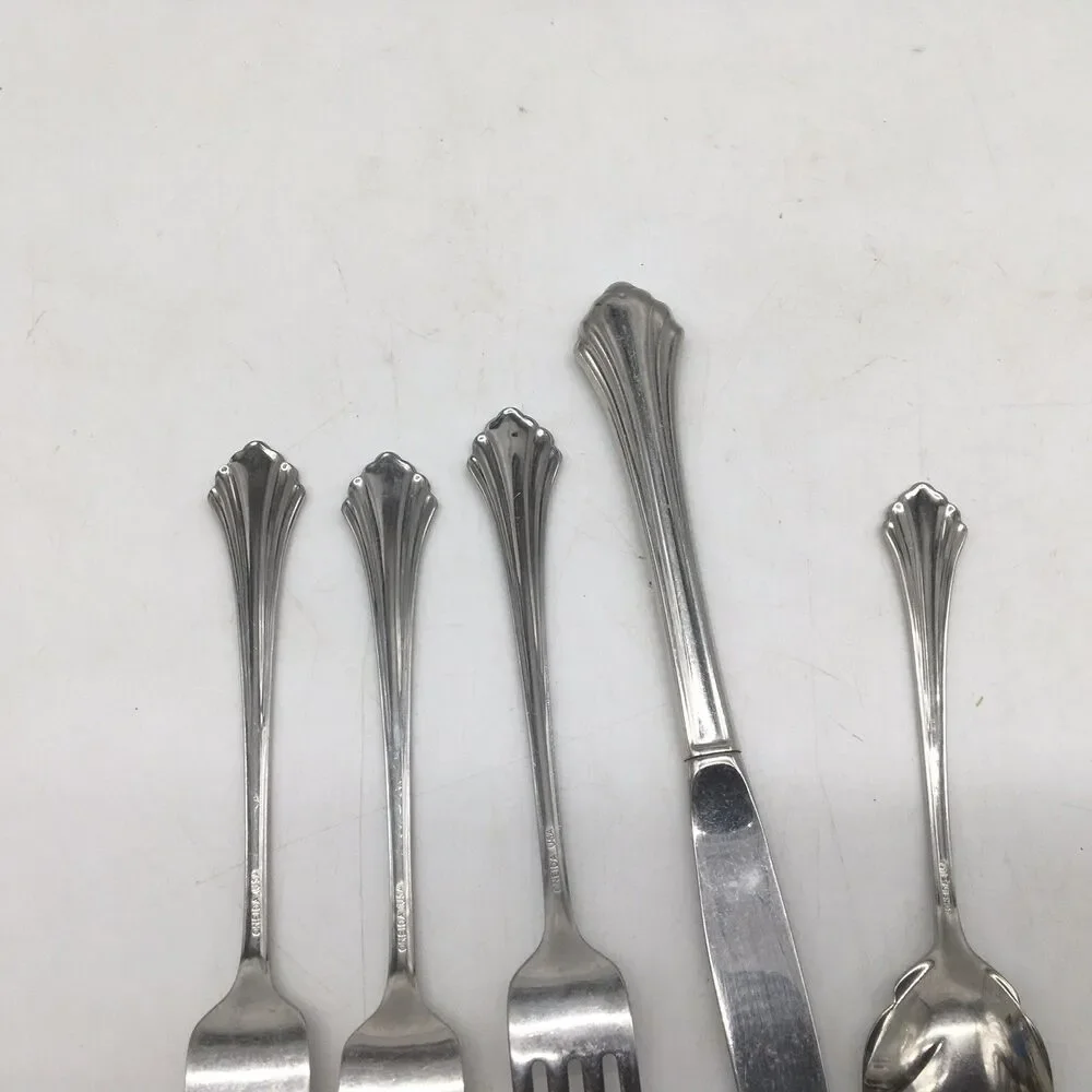 Oneida USA BANCROFT Stainless Flatware Set Of 5 - Dinner Fork Knife Sugar Spoon